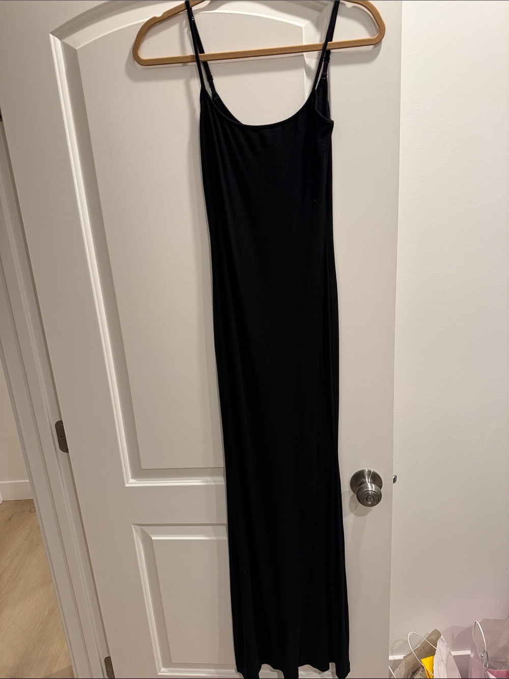 SKIMS Black Slip Maxi Dress with Spaghetti Straps